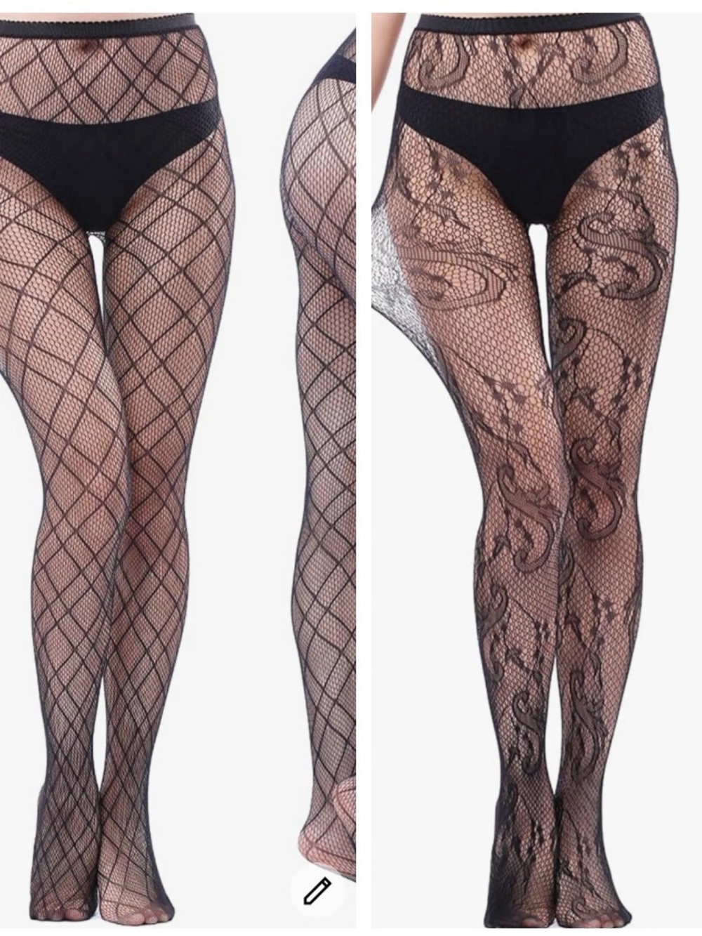 Black Patterned Fishnet Tights - Women Accessories